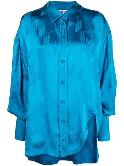 Shop Attico Kota Logo-jacquard Asymmetric Shirt In Blue