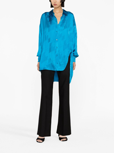 Shop Attico Kota Logo-jacquard Asymmetric Shirt In Blue