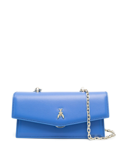 Shop Patrizia Pepe Fly Bamby Leather Shoulder Bag In Blue