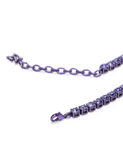 Shop Amina Muaddi Crystal Tennis Necklace In Purple