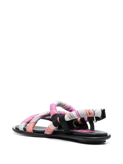 Shop Pucci Marmo-print Flat Sandals In Pink