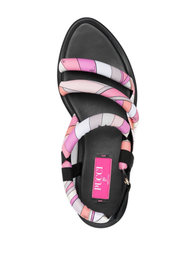 Shop Pucci Marmo-print Flat Sandals In Pink