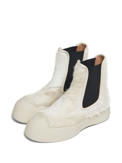 Shop Marni Pablo Calf-hair Chelsea Boots In White