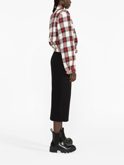 Alessandra Rich Checked Cropped Wool-blend Jacket In White