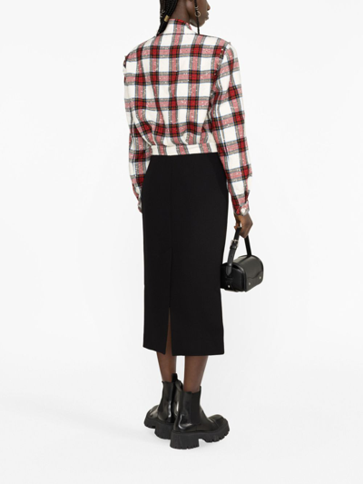 Alessandra Rich Checked Cropped Wool-blend Jacket In White
