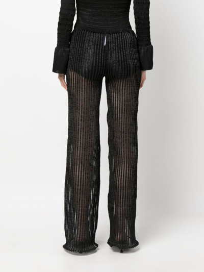Shop A. Roege Hove Patricia Striped Sheer Loose Trousers In Black