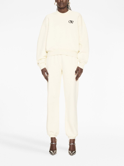 Off-white Flock Crewneck With Logo Detail In White