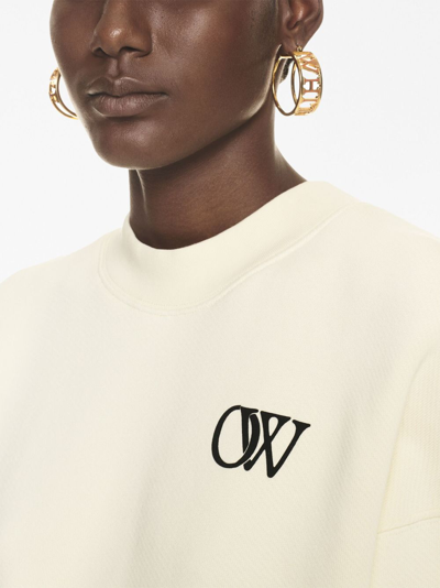 Off-white Flock Crewneck With Logo Detail In White