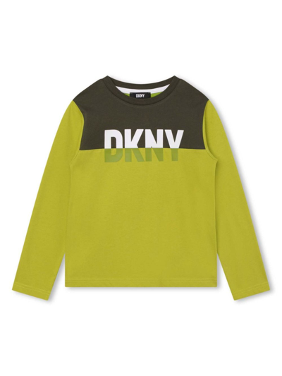 Dkny Colour-block Logo-print Sweatshirt In Green