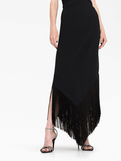 Shop Taller Marmo Nina Frayed-trim Dress In Black