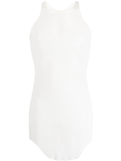Shop Rick Owens Sleeveless Curved-hem Tank Top In White