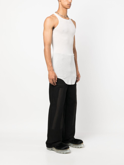 Shop Rick Owens Sleeveless Curved-hem Tank Top In White