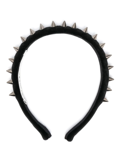 Shop Alessandra Rich Spike-stud Detail Headband In Black