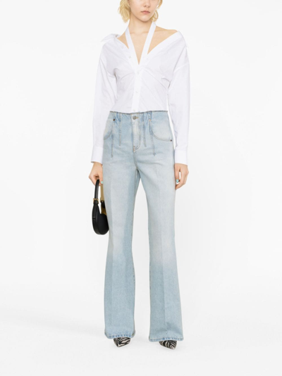 Victoria Beckham Alina Indigo Wash Camal Jean Pants In Blue