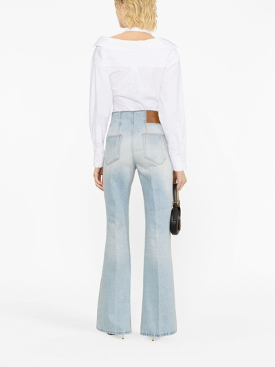 Victoria Beckham Alina Indigo Wash Camal Jean Pants In Blue