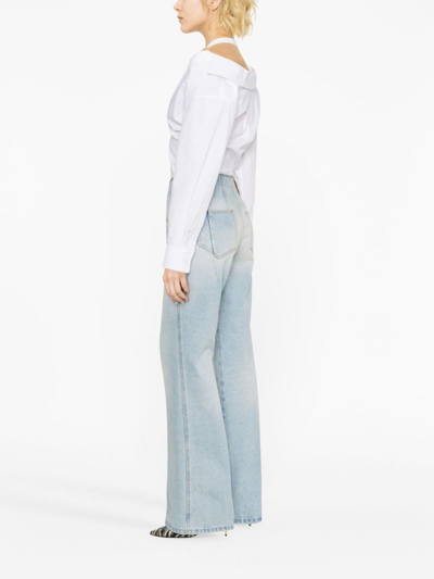 Victoria Beckham Alina Indigo Wash Camal Jean Pants In Blue