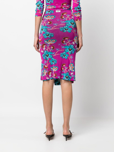 Shop Diane Von Furstenberg Floral-print Reversible Skirt In Pink