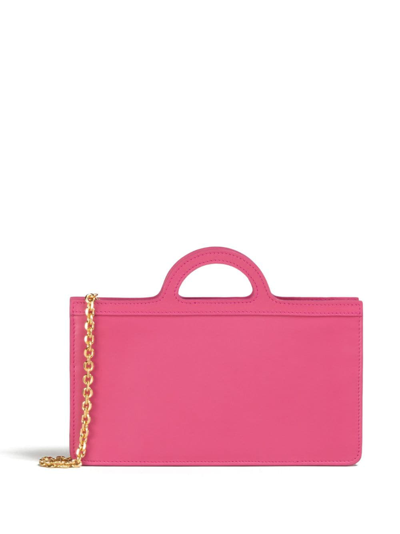 Shop Marni Tropicalia Leather Wallet-on-chain In Pink