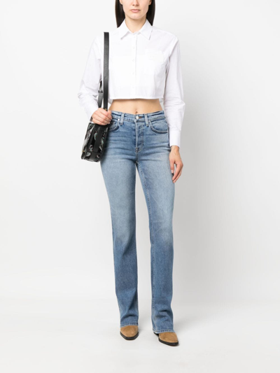 Shop Cotton Citizen Mid-rise Straight-leg Jeans In Blue