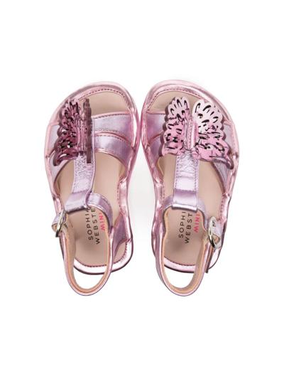 Shop Sophia Webster Mini Butterfly-detail Flat Sandals In Pink