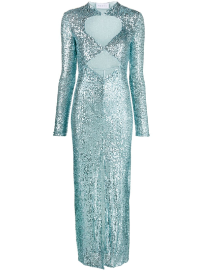 Shop Nervi Sequin-embellished Cut-out Dress In Blue