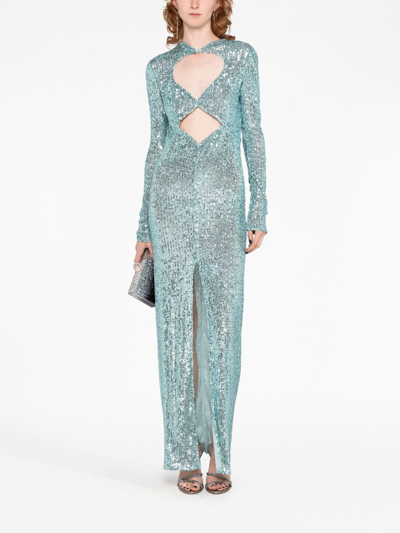 Nervi Sequin-embellished Cut-out Dress In Blue