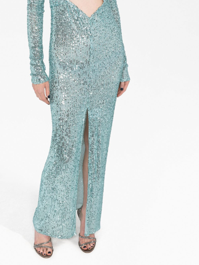 Shop Nervi Sequin-embellished Cut-out Dress In Blue