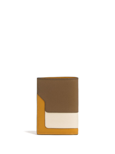 Marni Colour-block Bi-fold Leather Wallet In Brown