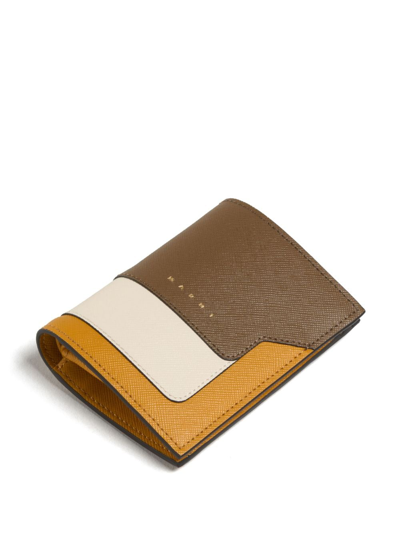 Marni Colour-block Bi-fold Leather Wallet In Brown