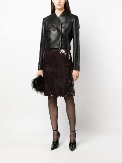 16arlington Black Sequin Embellished Skirt In Brown