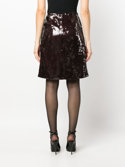16arlington Black Sequin Embellished Skirt In Brown