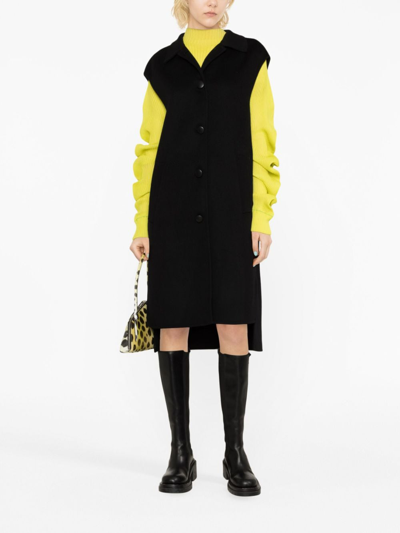 Shop Marni Asymmetric Virgin Wool-cashmere Blend Coat In Black