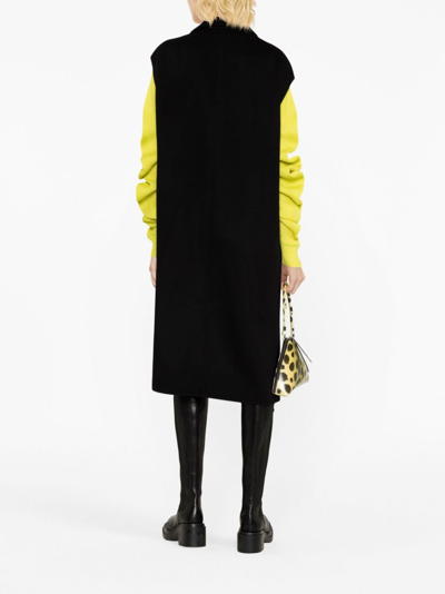 Shop Marni Asymmetric Virgin Wool-cashmere Blend Coat In Black