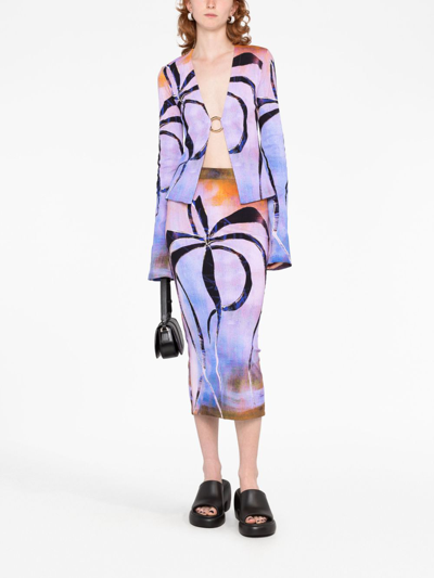 Shop Louisa Ballou Enigma Abstract-print Skirt In Orange