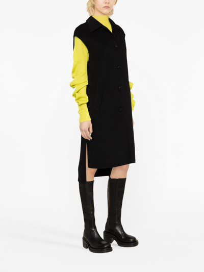 Shop Marni Asymmetric Virgin Wool-cashmere Blend Coat In Black