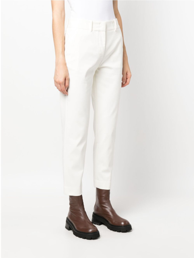 Shop Eleventy Mid-rise Straight-leg Trousers In White