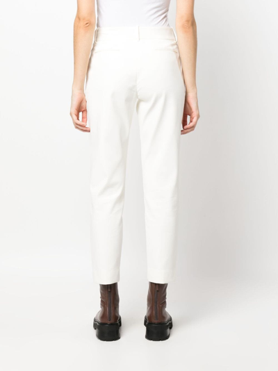 Shop Eleventy Mid-rise Straight-leg Trousers In White