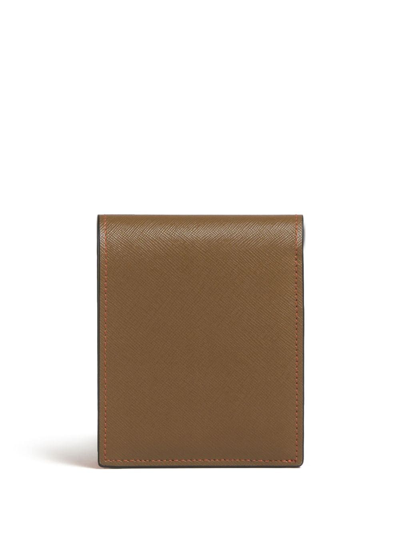 Shop Marni Leather Bi-fold Wallet In Brown