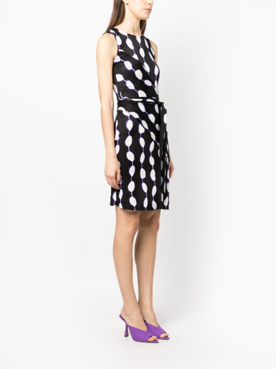 Shop Diane Von Furstenberg Polka Dot-print Sleeveless Belted Dress In Black
