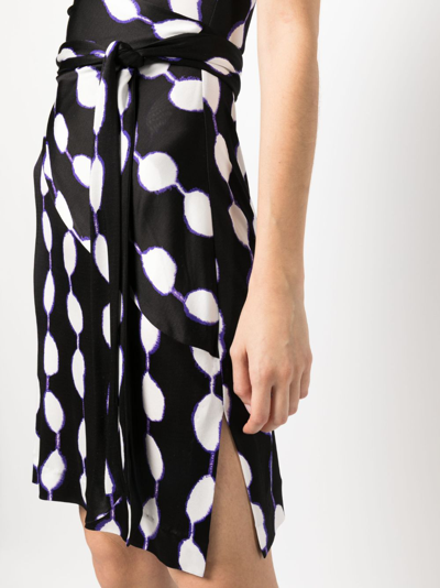 Shop Diane Von Furstenberg Polka Dot-print Sleeveless Belted Dress In Black