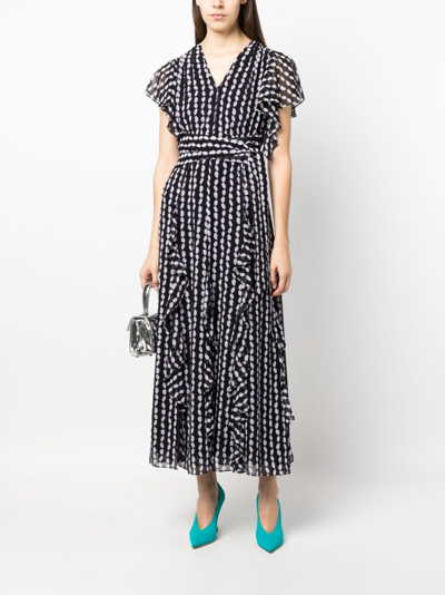 Shop Diane Von Furstenberg Ruffled Polka-dot Wrap Dress In Black