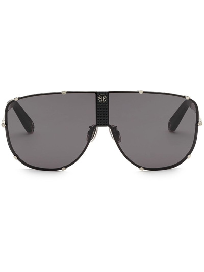 Shop Philipp Plein Stud Pilot-frame Sunglasses In Black