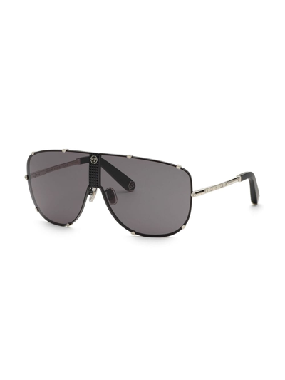 Shop Philipp Plein Stud Pilot-frame Sunglasses In Black