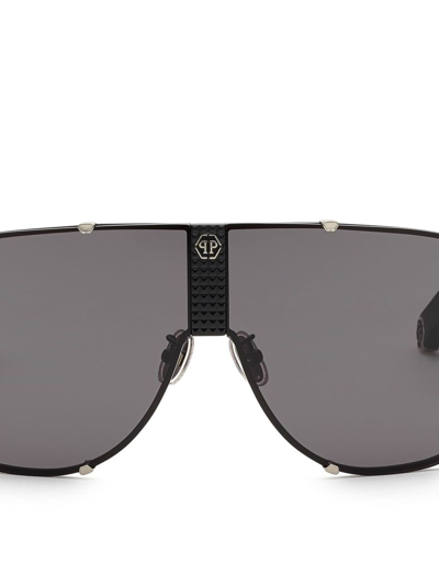 Shop Philipp Plein Stud Pilot-frame Sunglasses In Black