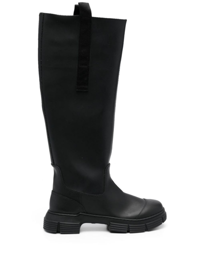 Shop Ganni Country 50mm Knee-high Boots In Black