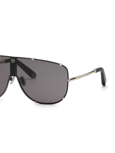 Shop Philipp Plein Stud Pilot-frame Sunglasses In Black