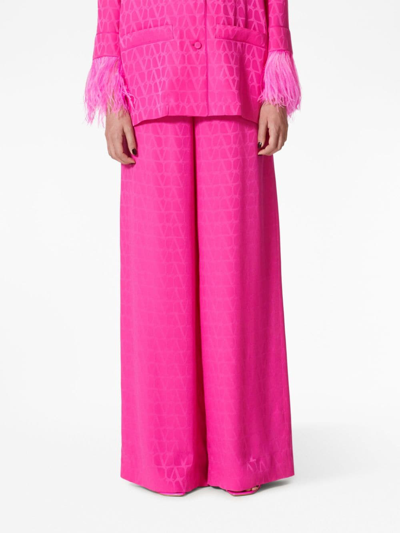 Shop Valentino Toile Iconographe Silk Trousers In Pink