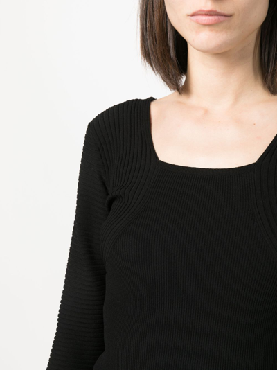 Shop By Malene Birger Ribbed-effect Square-neck Jumper In Black