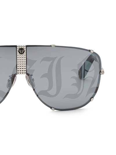 Shop Philipp Plein Stud Pilot-frame Sunglasses In Black