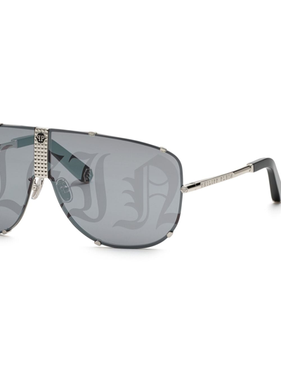 Shop Philipp Plein Stud Pilot-frame Sunglasses In Black